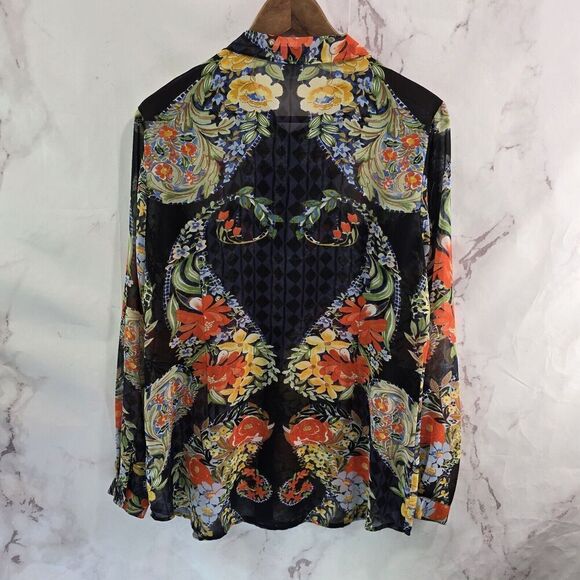 CAbi Shirt Womens Medium Blouse Amour Button Up Peter Pan Collar Floral 3072 - Picture 5 of 11